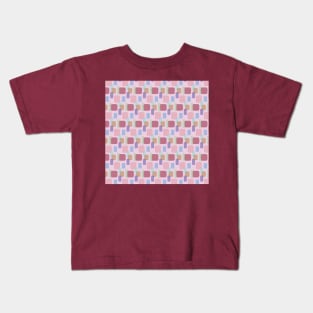 Pink Abstract Round Squares Pattern Kids T-Shirt